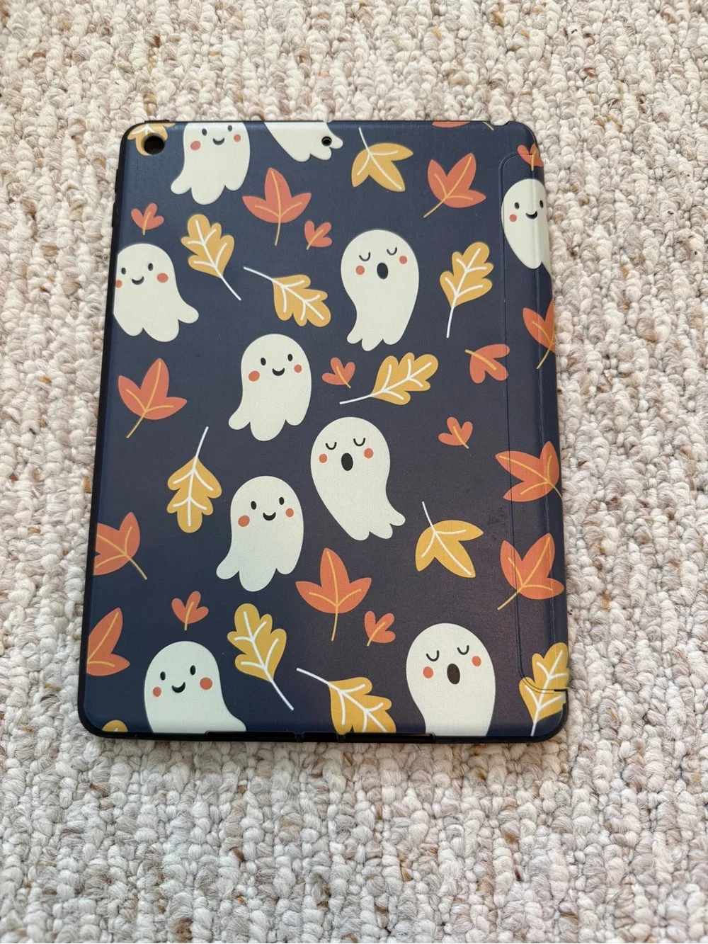 Cute Ghost & Autumn Leaves iPad Case - Black